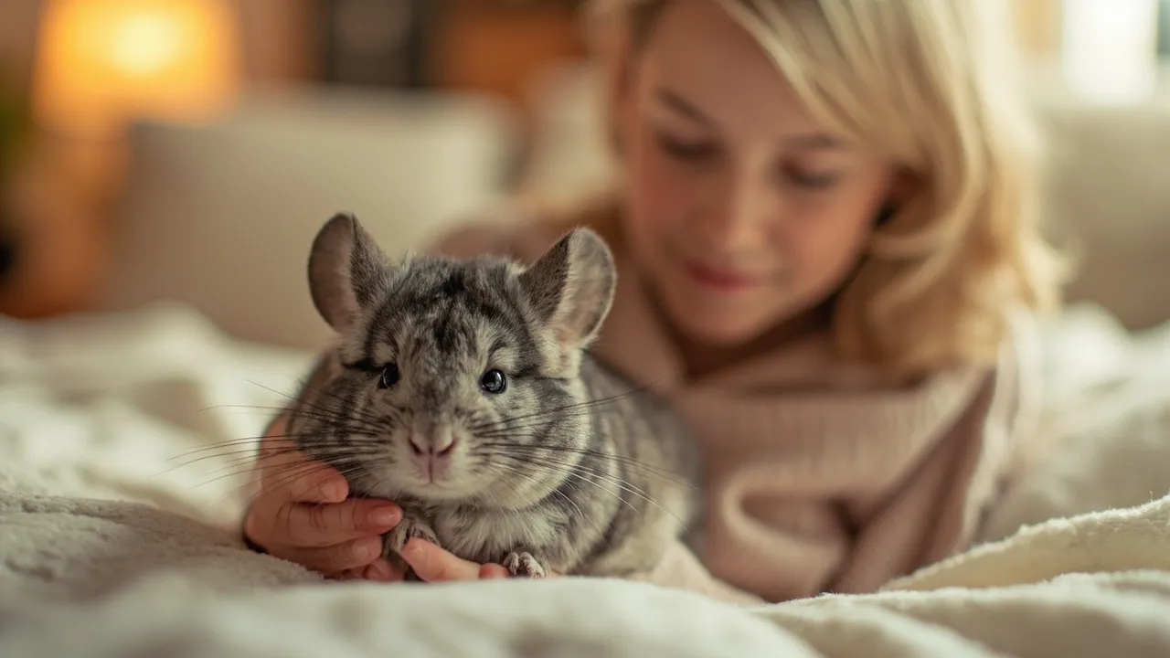 Chinchilla with owner, symbolizing a long lifespan