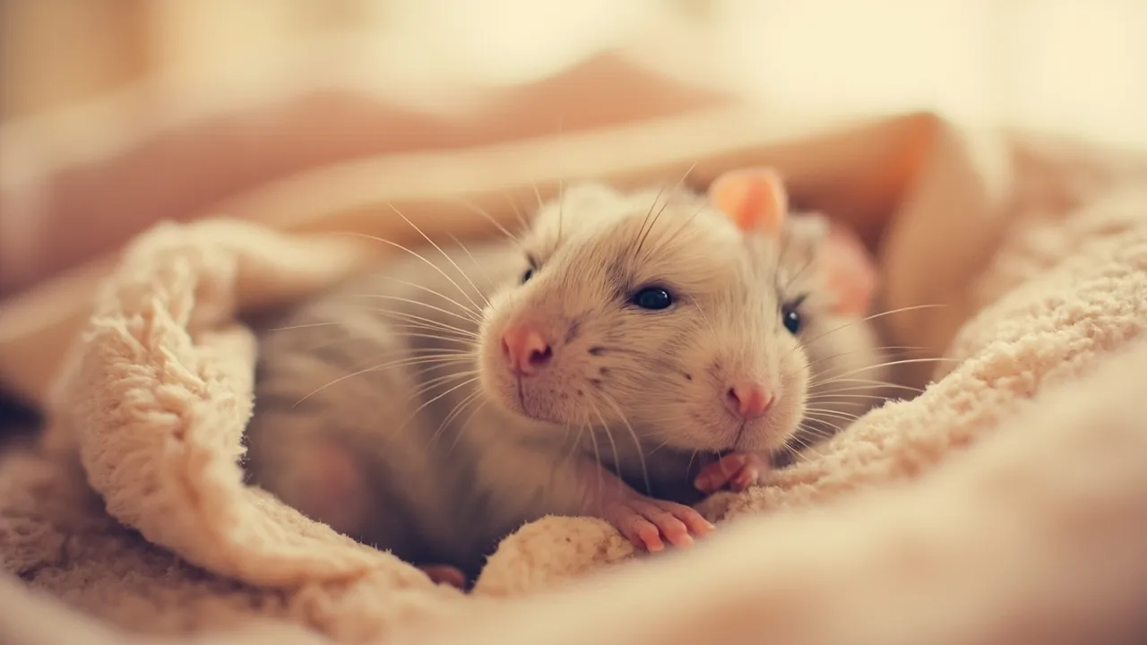 Fancy rats snuggling on soft bedding, illustrating pet rat lifespan